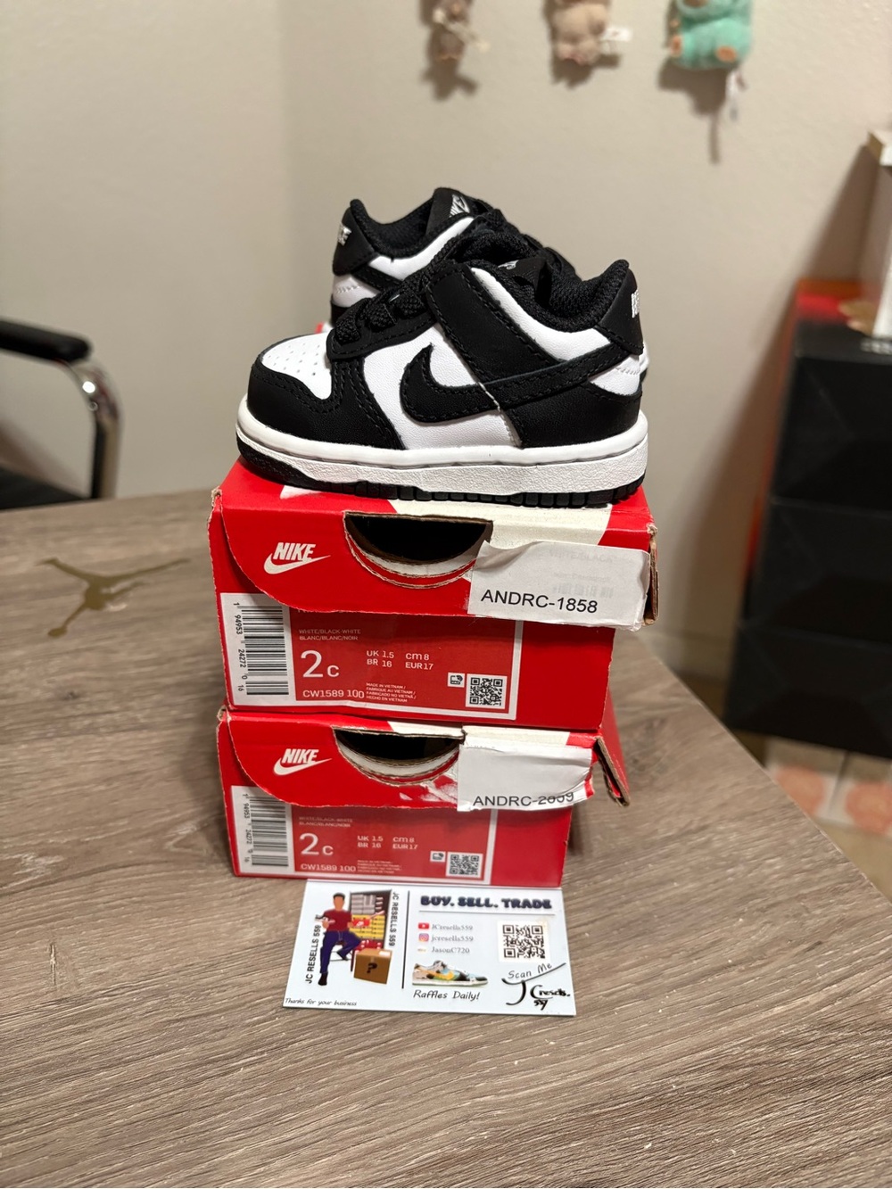 Size 2C (Toddler) - Nike Dunk Low Panda Black White
